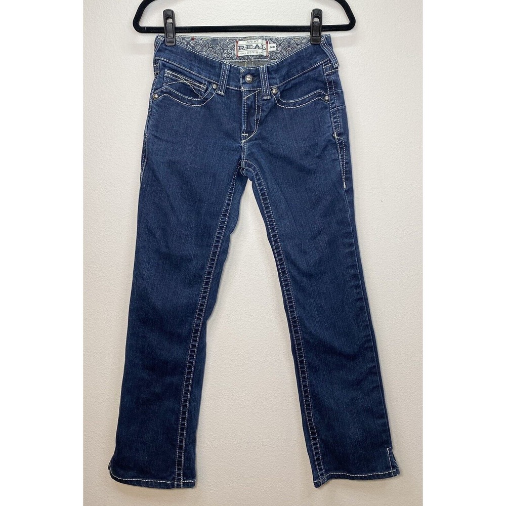 Ariat Real Denim Womens Bootcut Jeans Size 26R Dark Wash Blue Eclipse Western